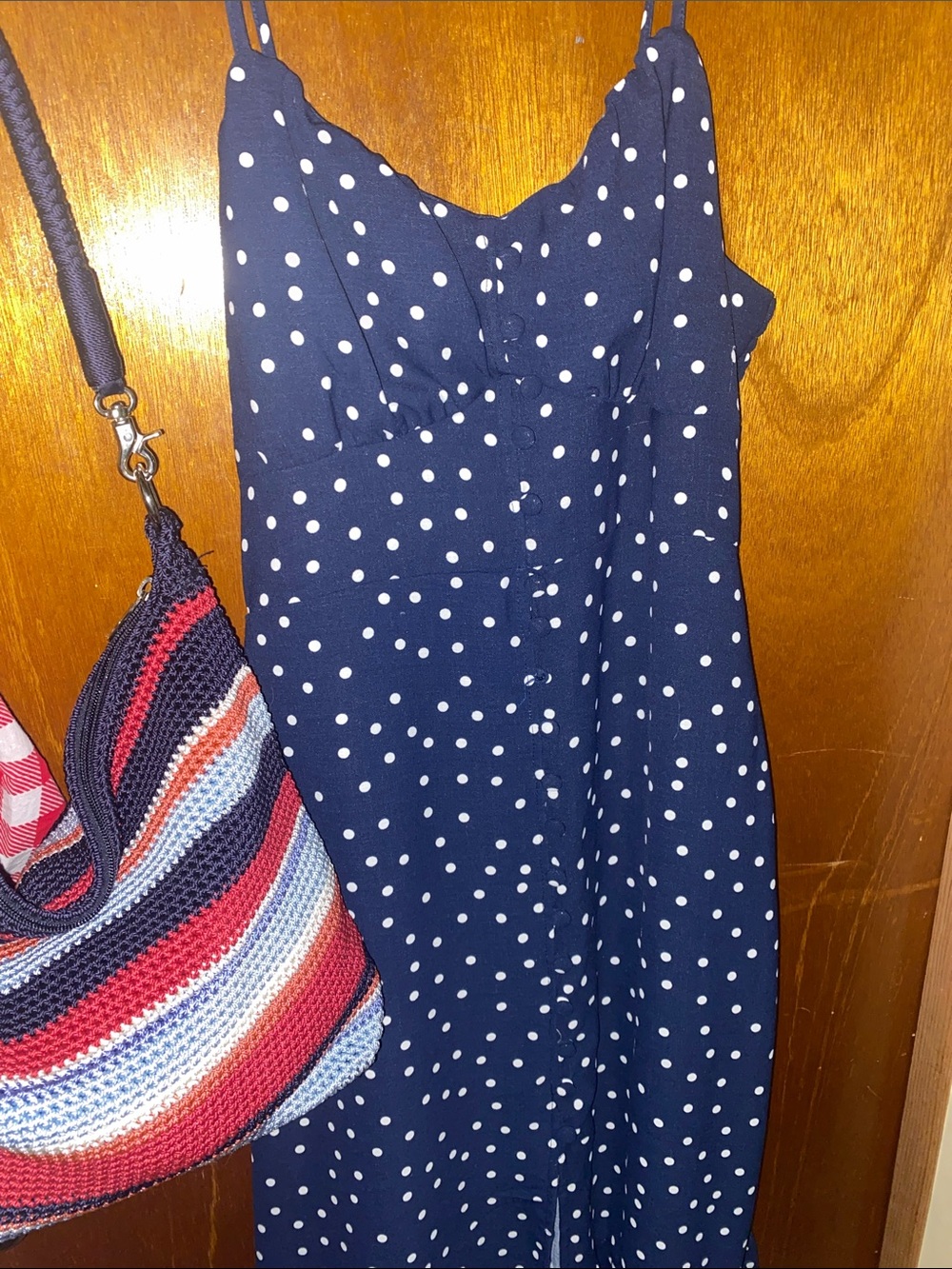 Elegant Navy Polka Dot Dress